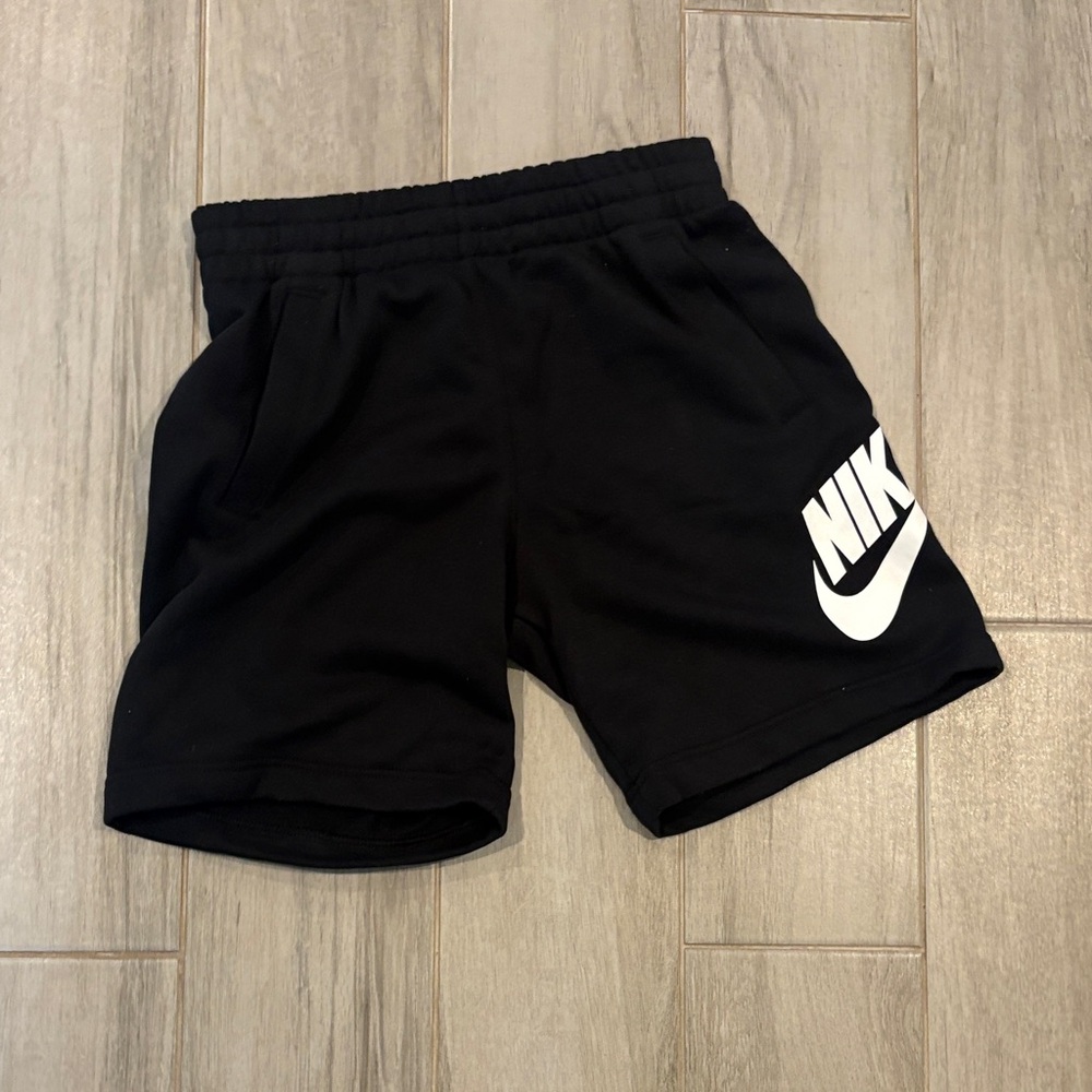 Nike Black Kids Athletic Shorts with White Logo